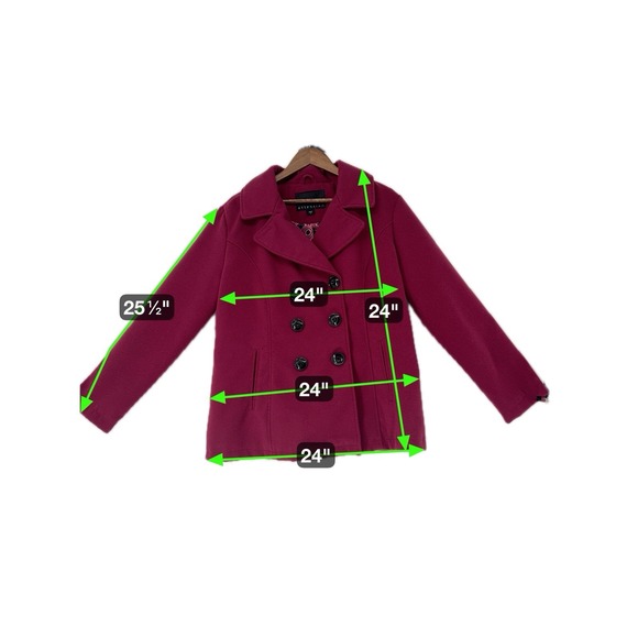 Attention Hot Pink / Dark Mauve Wool Button Up Coat Winter Plus 1x Overcoat Warm - Picture 8 of 8
